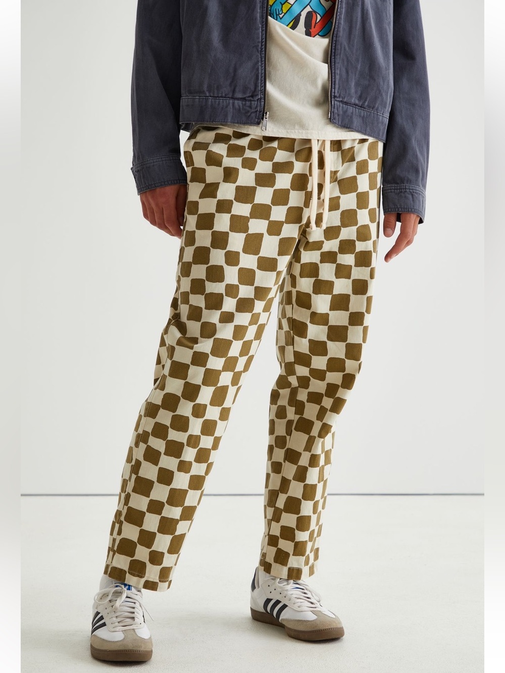 Urban Outfitters Olive and Cream Checkerboard mens pants size Large - Picture 10 of 11
